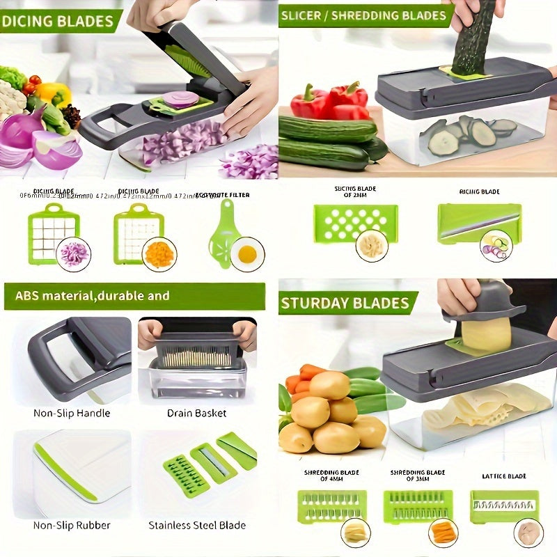16in1 Multifunctional Vegetable Chopper  Slicer Set