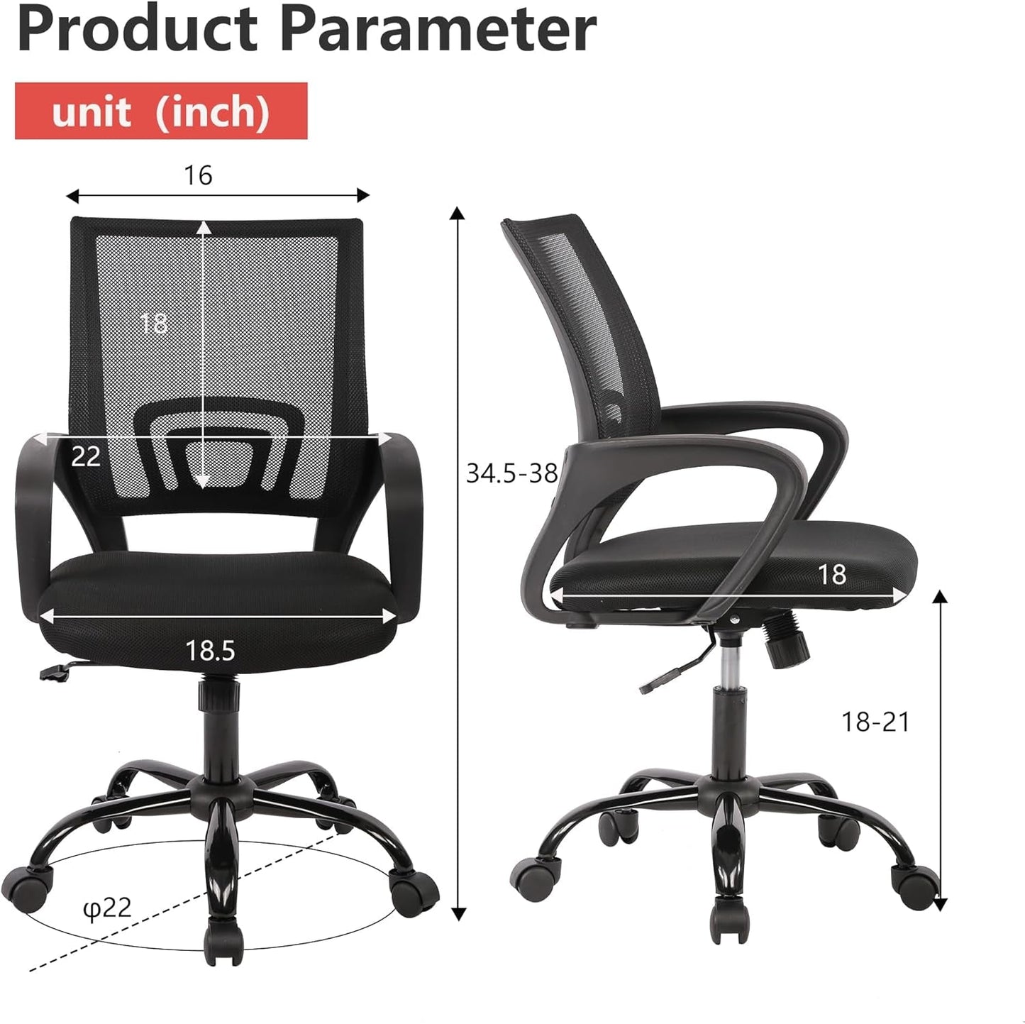 Ergonomic Black Office Chair With Lumbar Support And Mesh