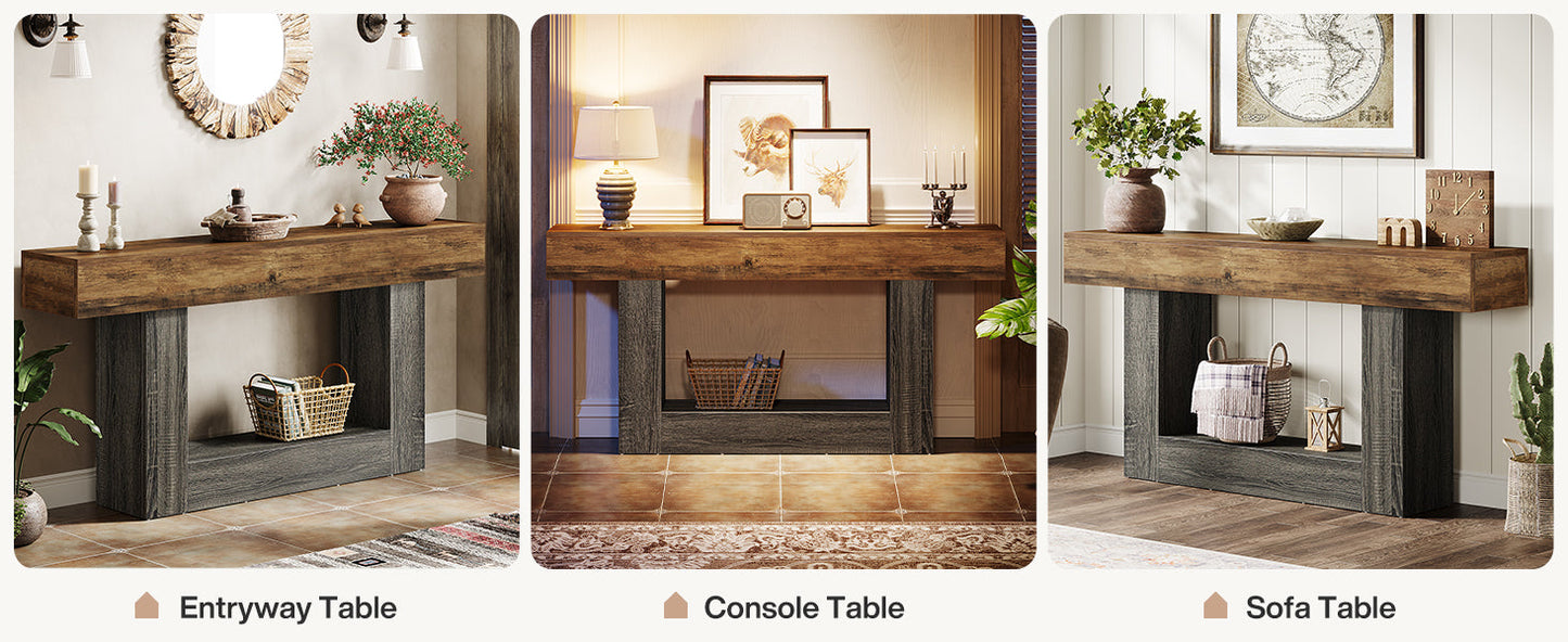 63" Farmhouse Console Table with Storage