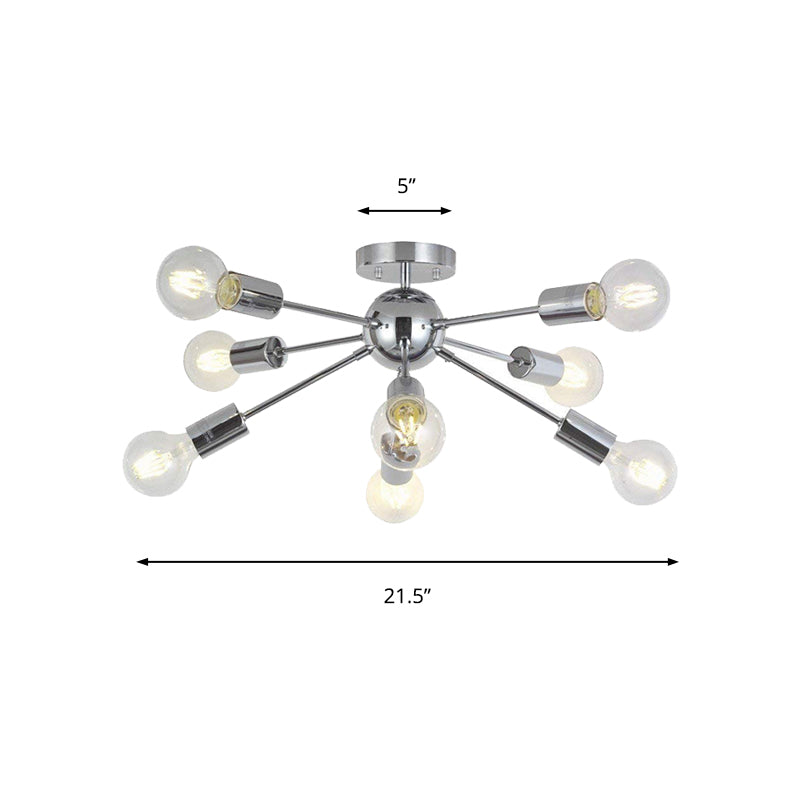 Lily's Modern 8-Head Metal Linear Semi Flush Mount Ceiling Lamp - Perfect for Restaurants
