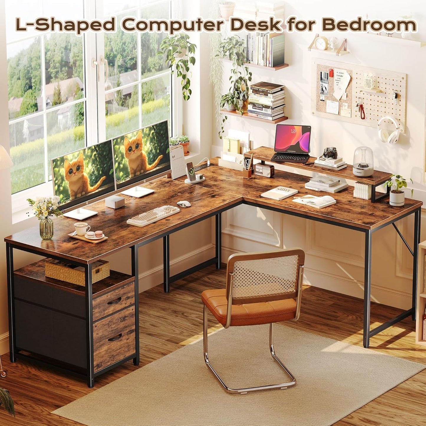 Sixty Three Inch L Shaped Desk USB Port Ergonomic Workspace