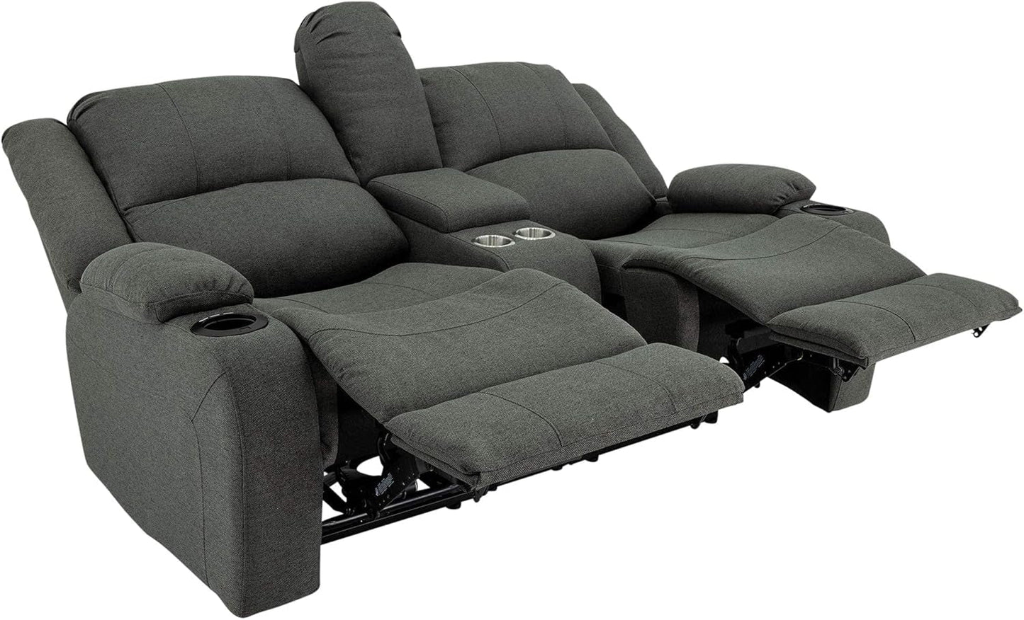 Powered Double Wall Hugger Recliner Sofa 67in Fossil Cloth