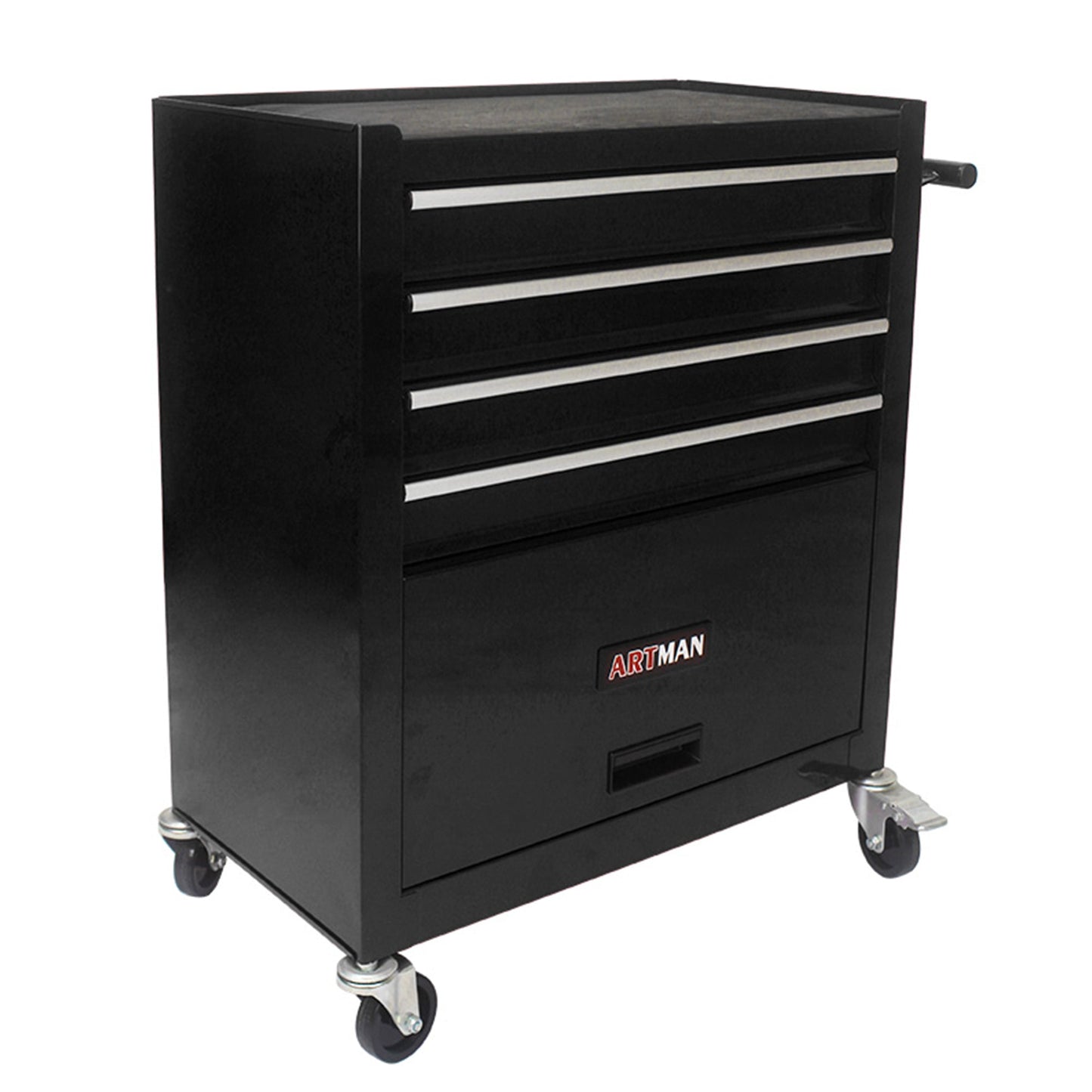 4 DRAWERS MULTIFUNCTIONAL TOOL CART WITH WHEELS-BLACK