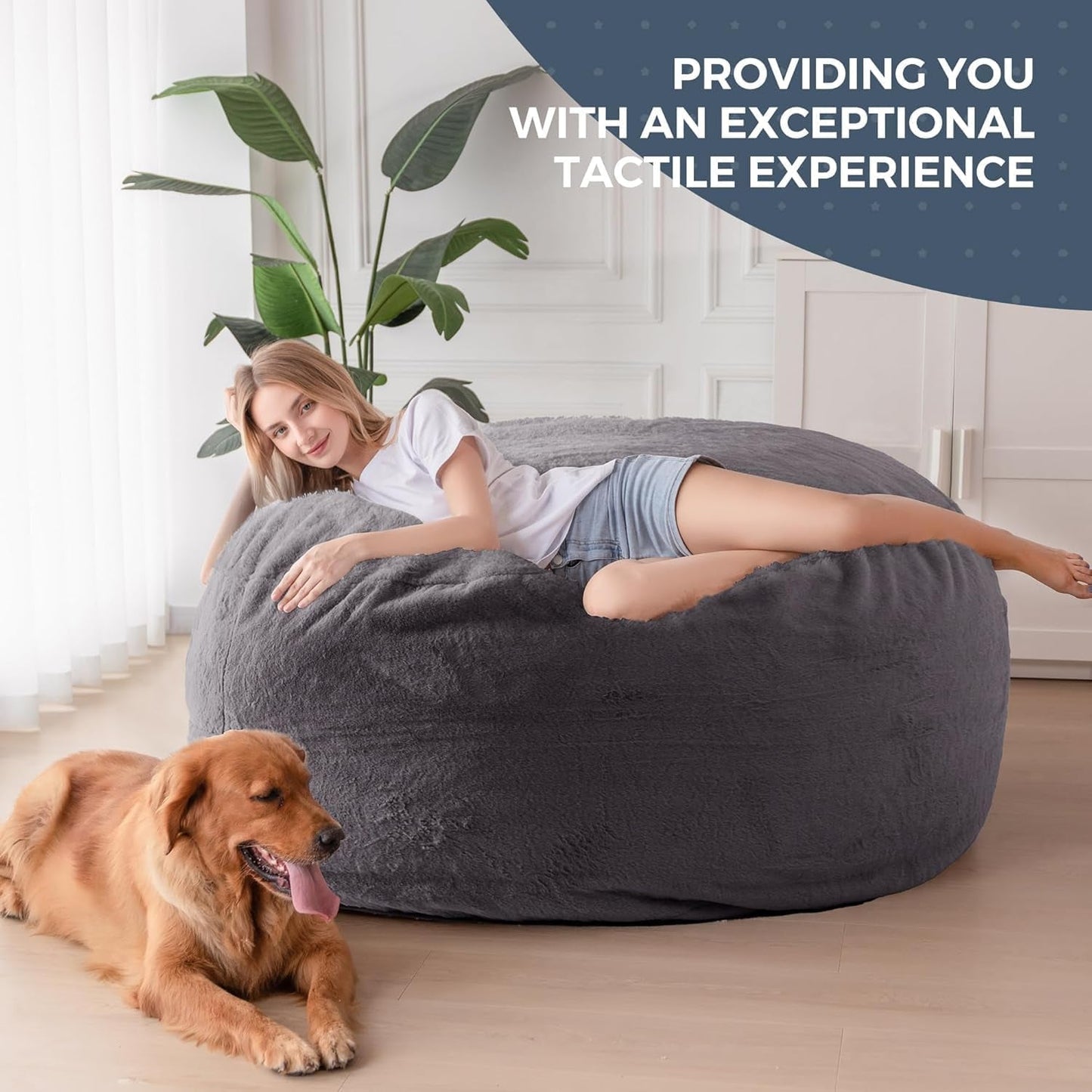 Giant Bean Bag Chair Bed for Adults Convertible Lounger