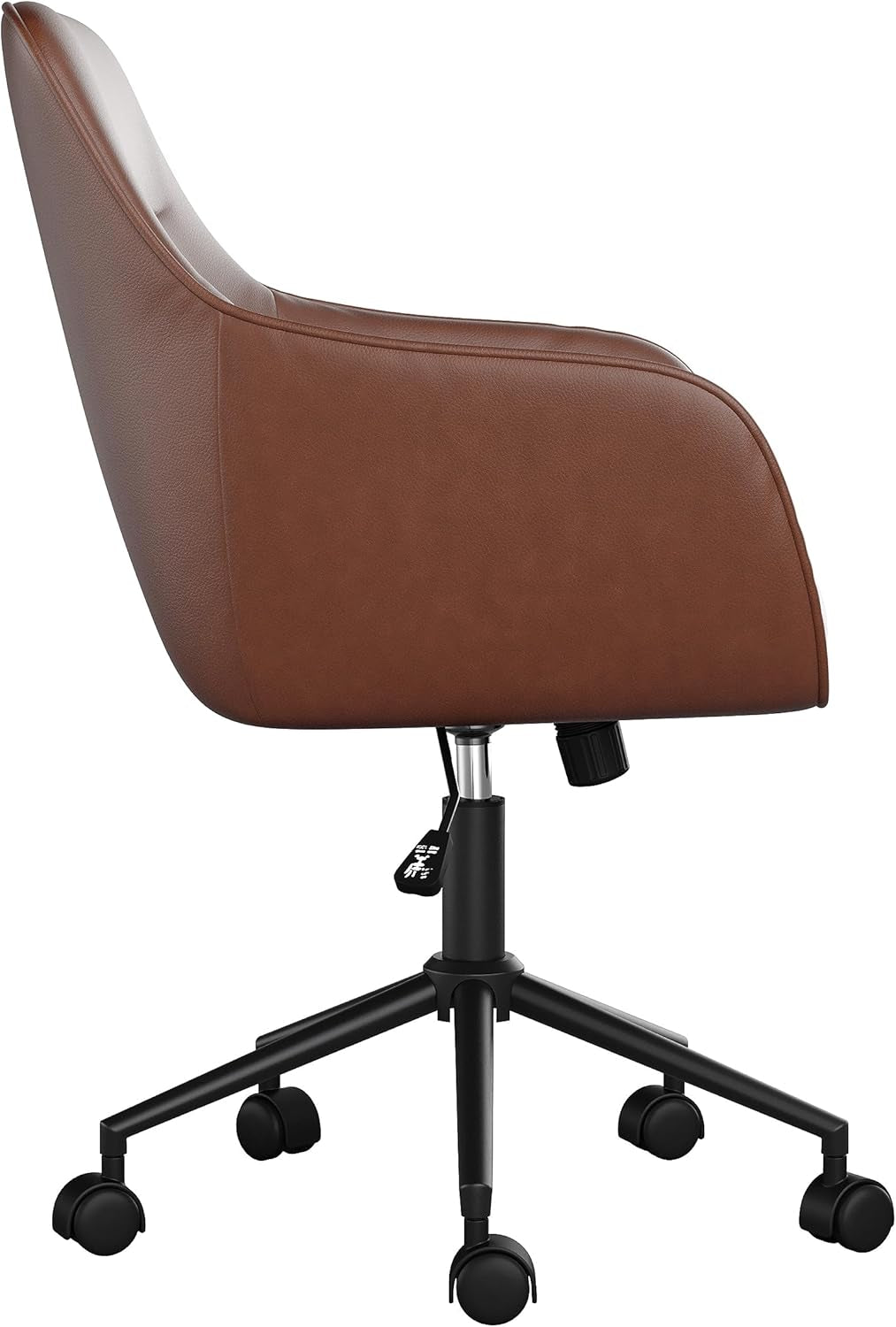 Rayna Swivel Task Chair Saddle Brown With Flared Arms