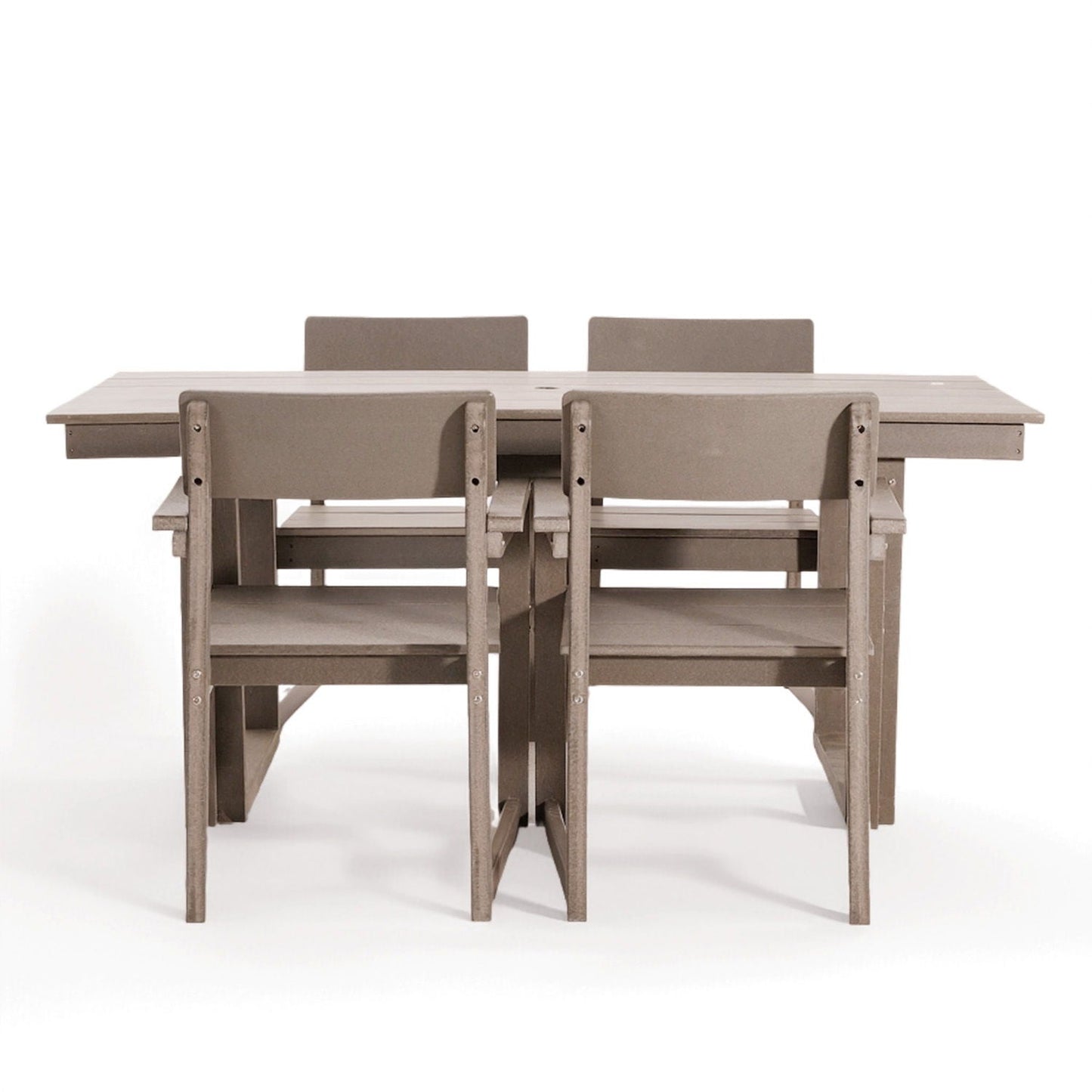 5 Piece Outdoor Dining Set with Umbrella Hole and 4 Armrest Chairs