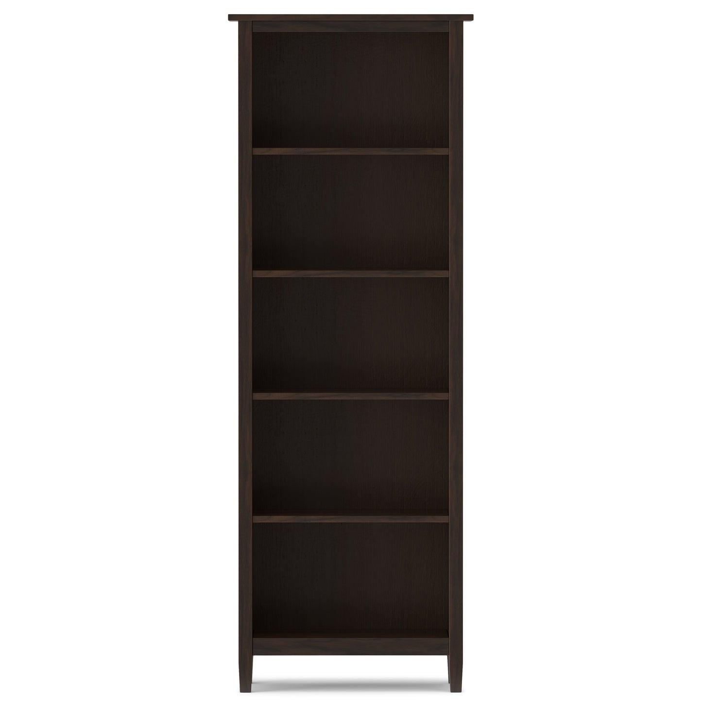 Warm Shaker 72 Inch Tall Solid Wood 5 Shelf Bookcase in Brunette