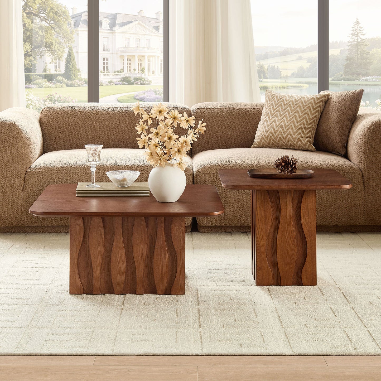 2-Piece Nesting Square Coffee Table Set