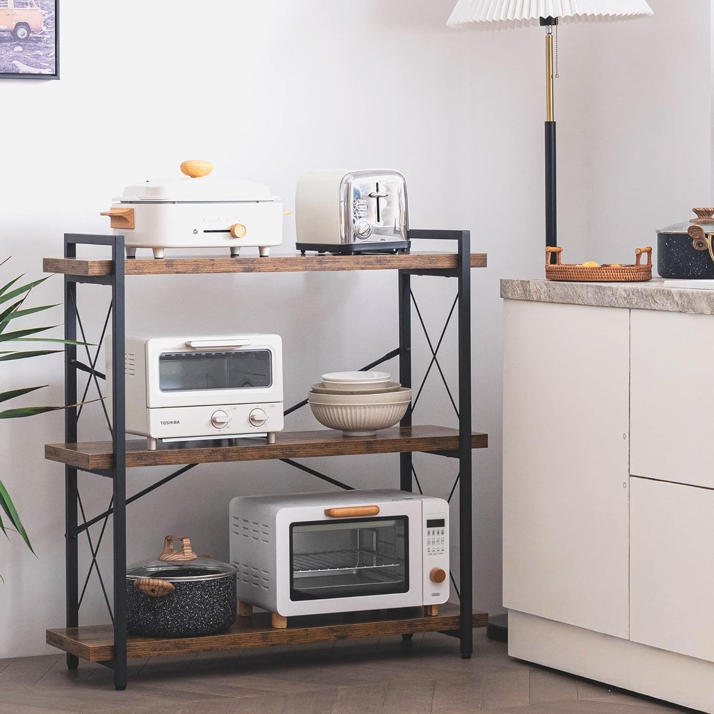 3 Tier Industrial Bookshelf Rustic Wood And Metal Open