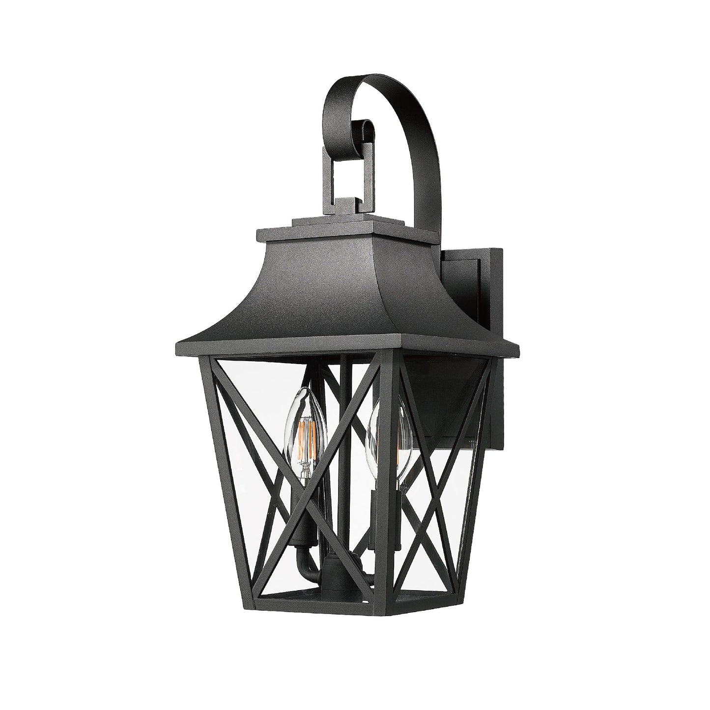 Black Outdoor Wall Lantern 2-Light Set