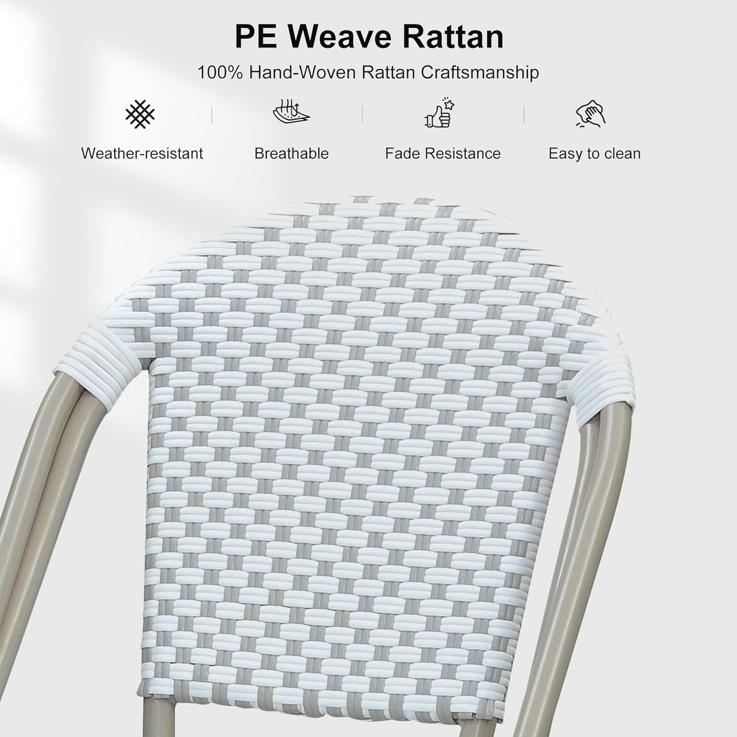 French Style Outdoor Bar Stools Set Of 2 27 Inch White And Grey