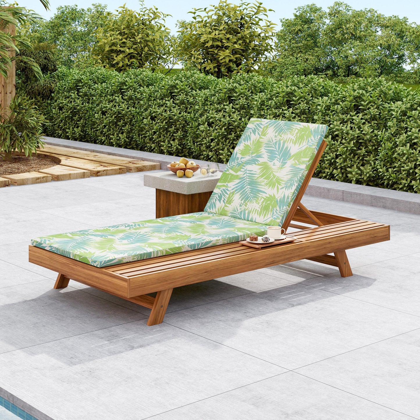 Lounge Chaise Set - Premium Acacia Wood with Cushions