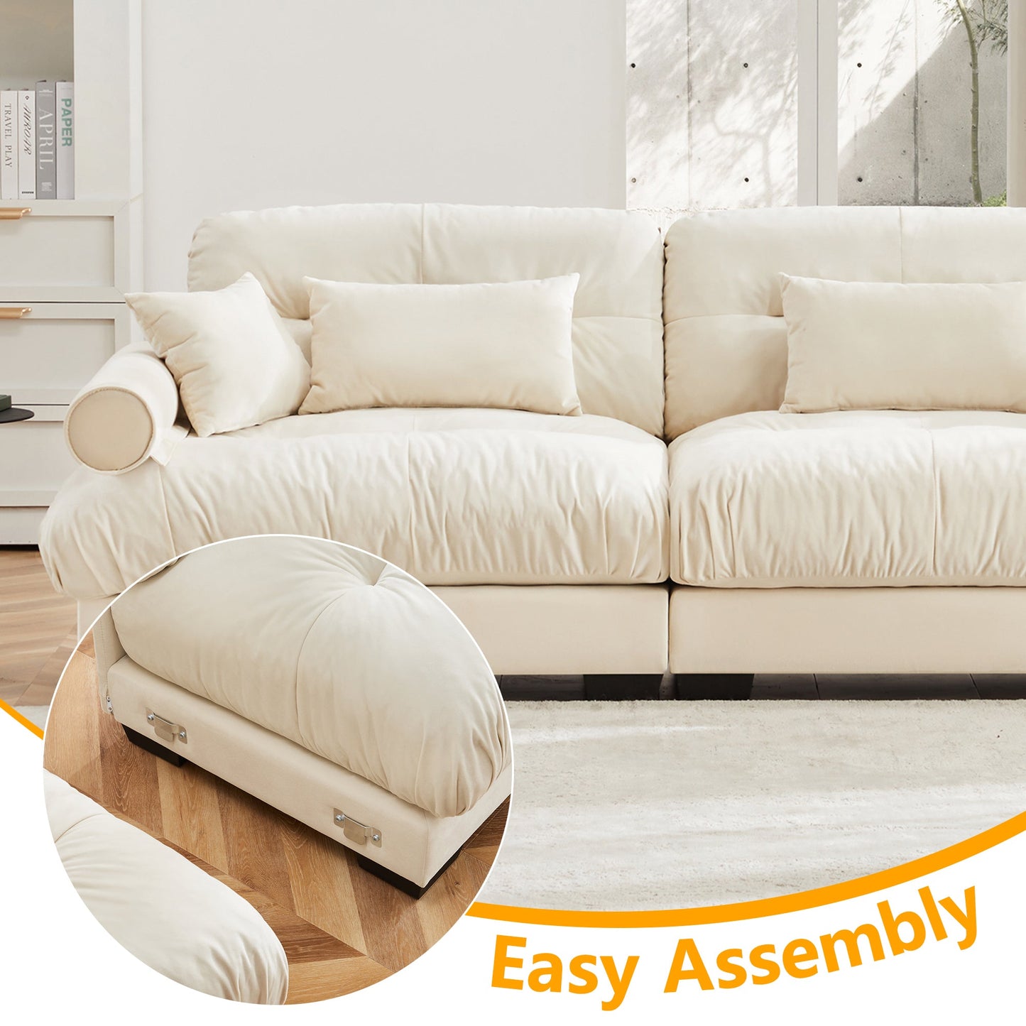Over Size Modern Two-seater Sofa with Ottoman