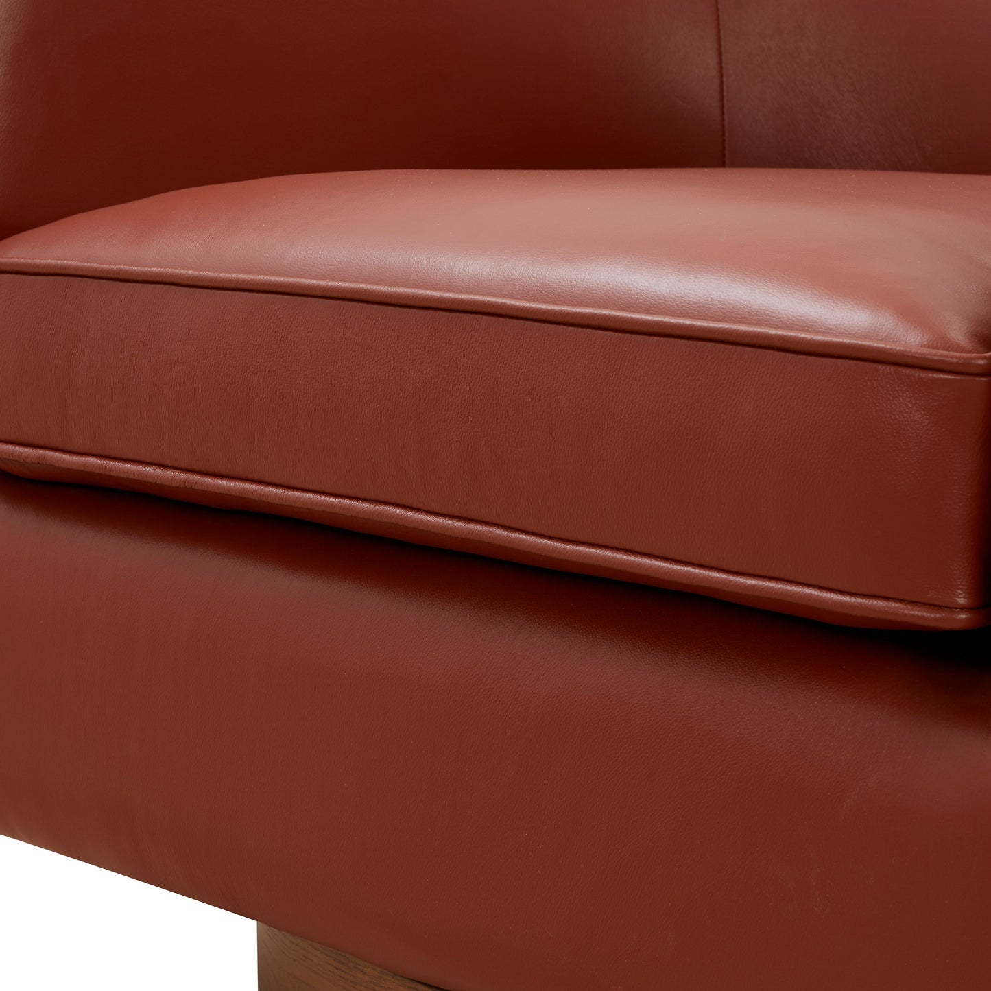 Tessa Caramel Top Grain Leather Swivel Chair with Wood Base