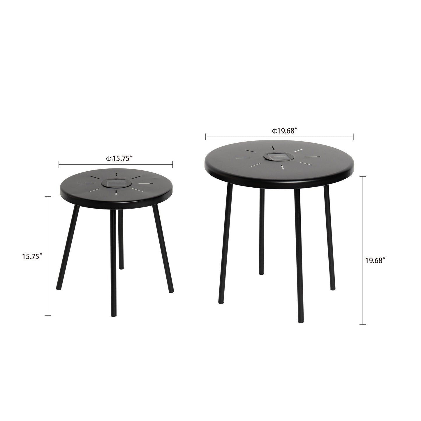 2-Pack Solar Powered Side Table Set with LED Light
