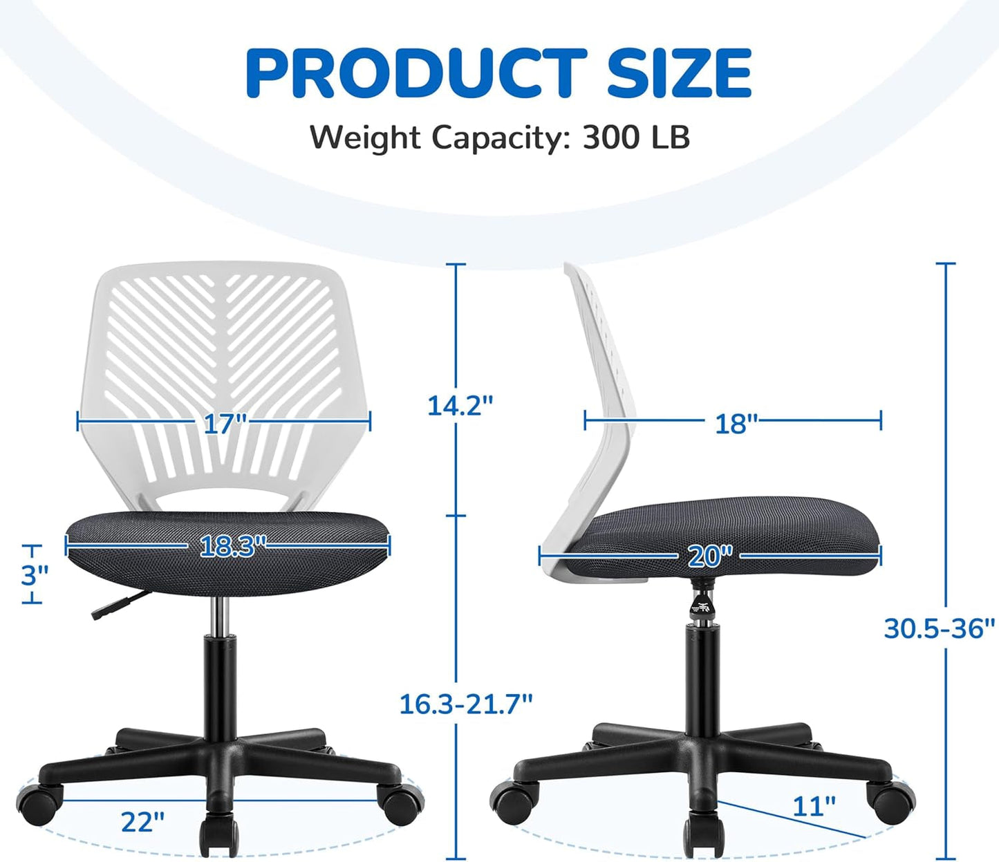 Dark Gray Ergonomic Adjustable Desk Chair Lumbar Support