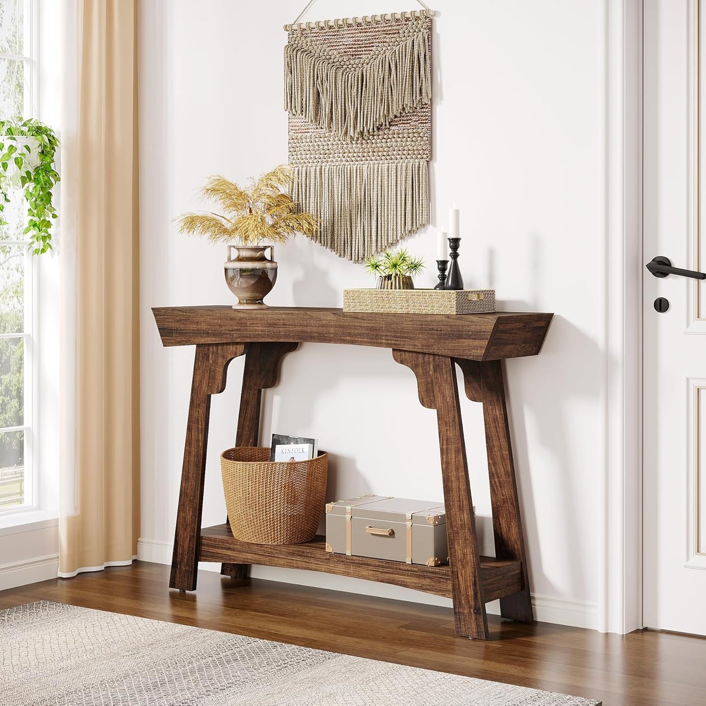 41 Inch Wood Console Table Behind Couch