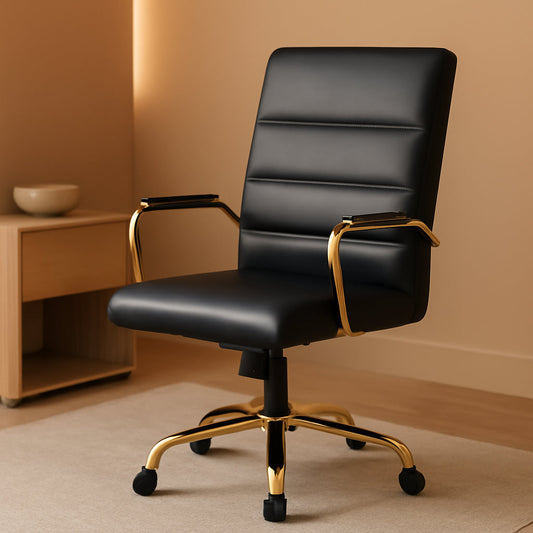 LeatherSoft Mid-Back Office Chair With Adjustable Height