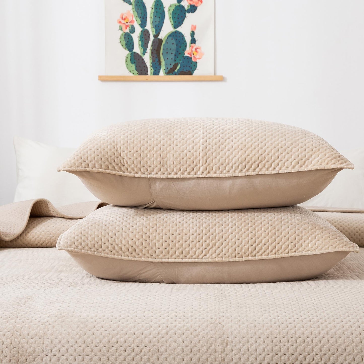 Kasentex All Season Cozy Velvet Quilt Set with Shams, Queen, King, Room Decor, Graduation Gifts