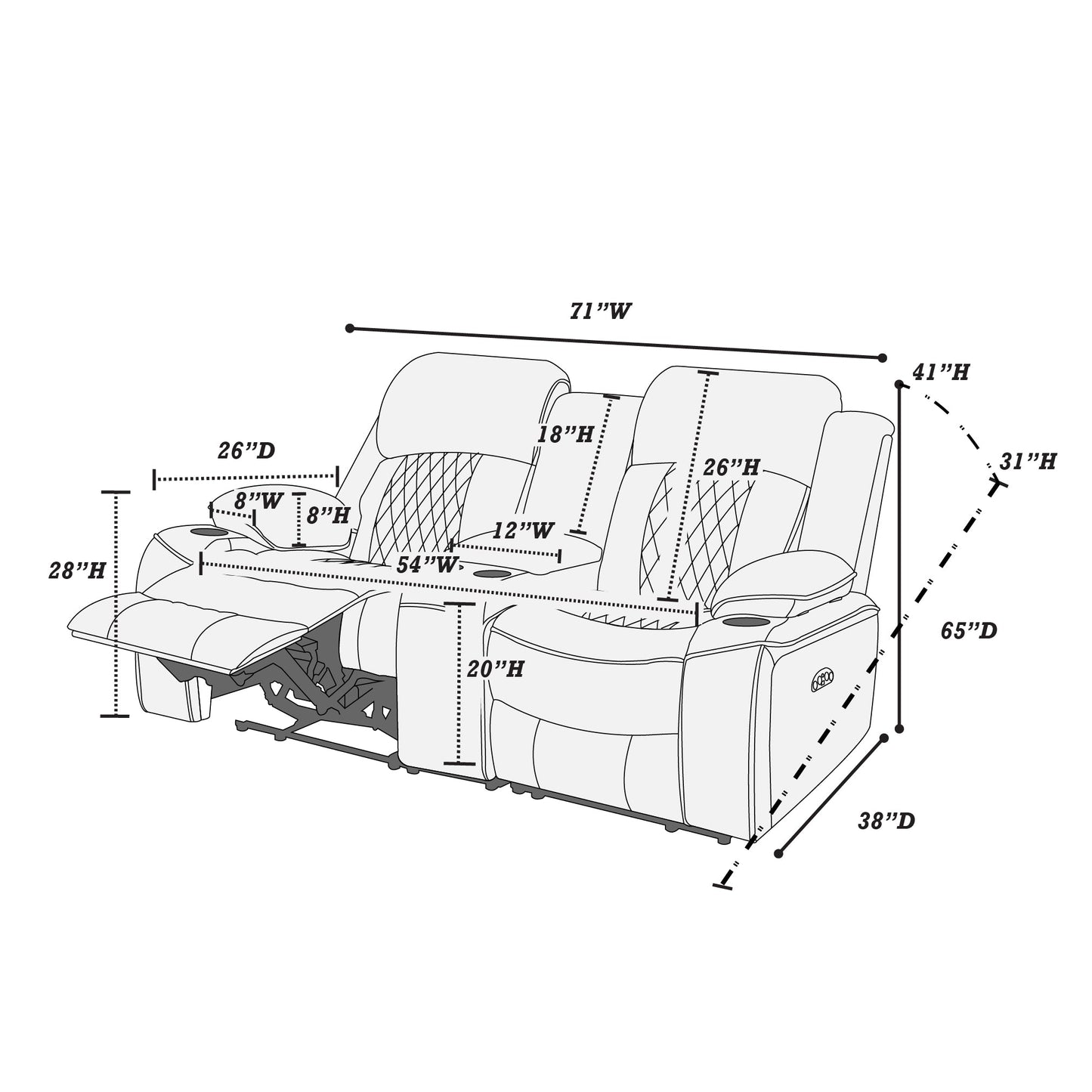 Modern Elegant Power Motion 2pc Living Room Set