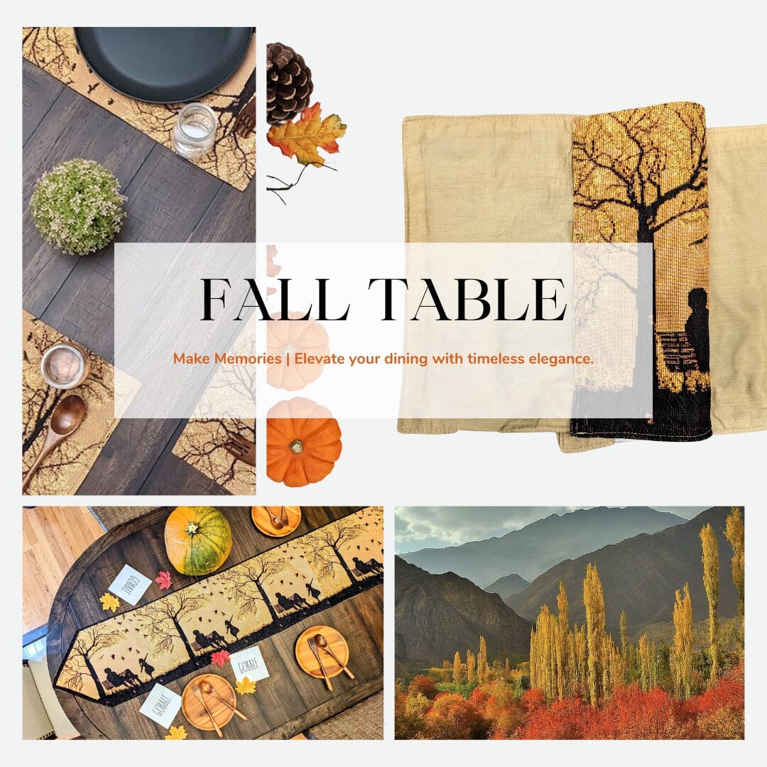 DaDalogy Bedding Set of 4 Pieces Autumn Birds Blessing Tapestry Dining Placemats 13” x 19” (Halloween)