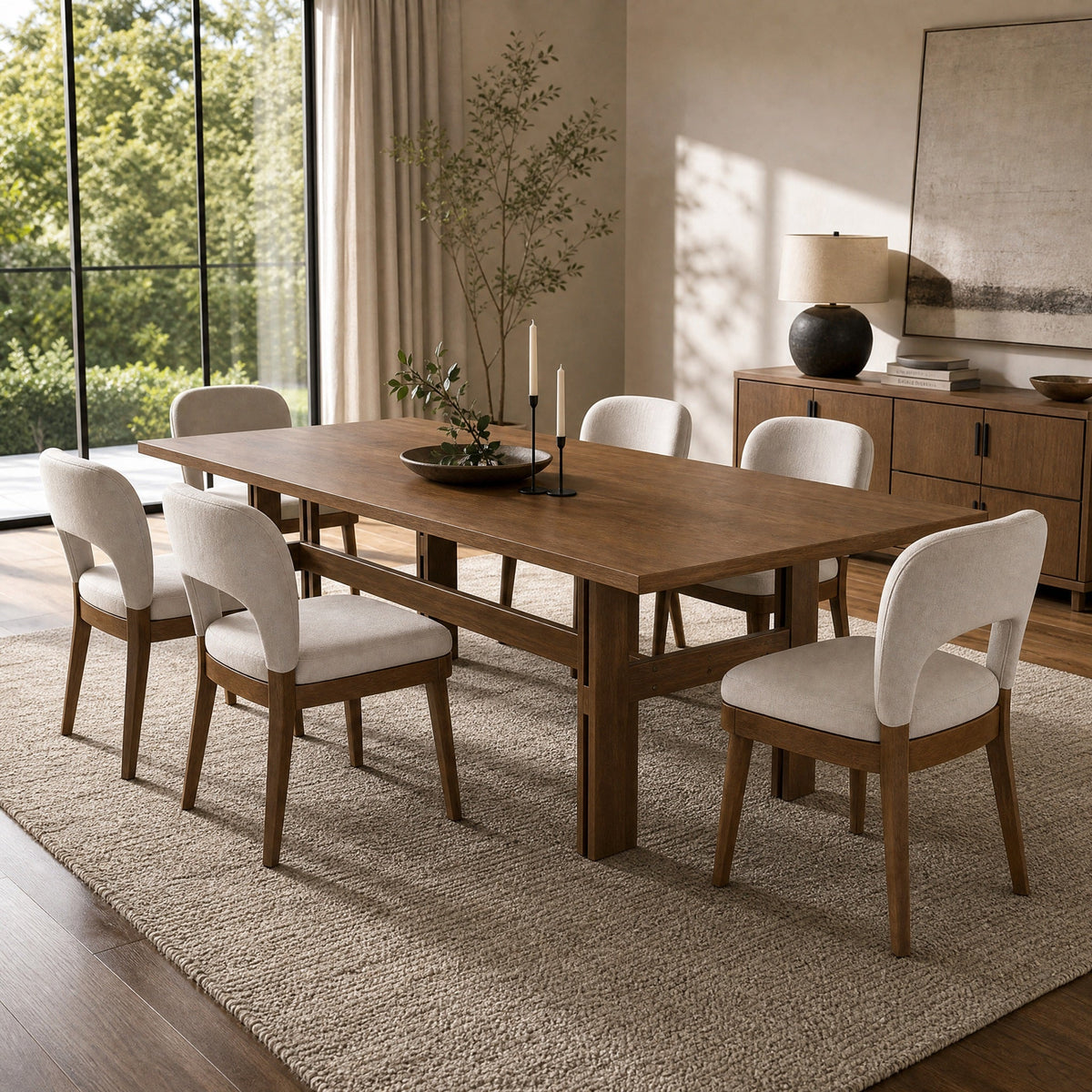 7-Piece Mid-Century Dining Table Set
