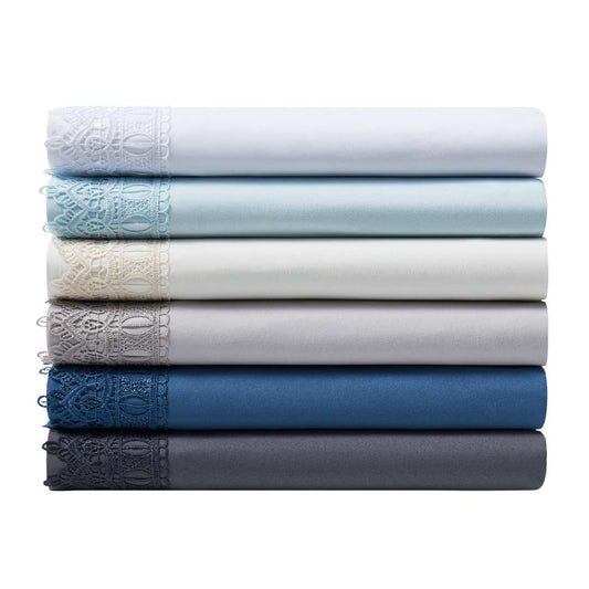 Bamboo Lace Crochet Embroidery 4 Piece Sheet Set