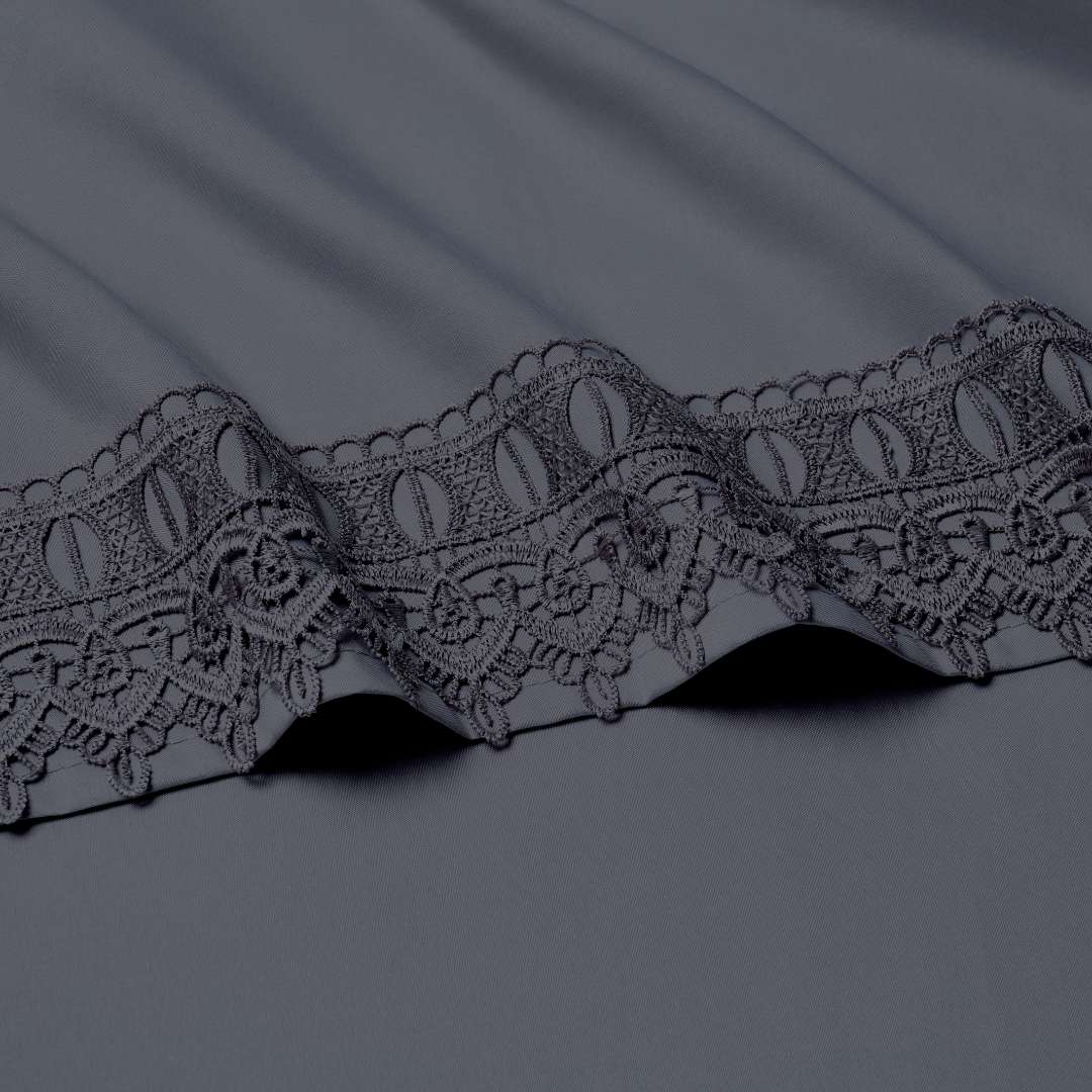 Bamboo Lace Crochet Embroidery 4 Piece Sheet Set