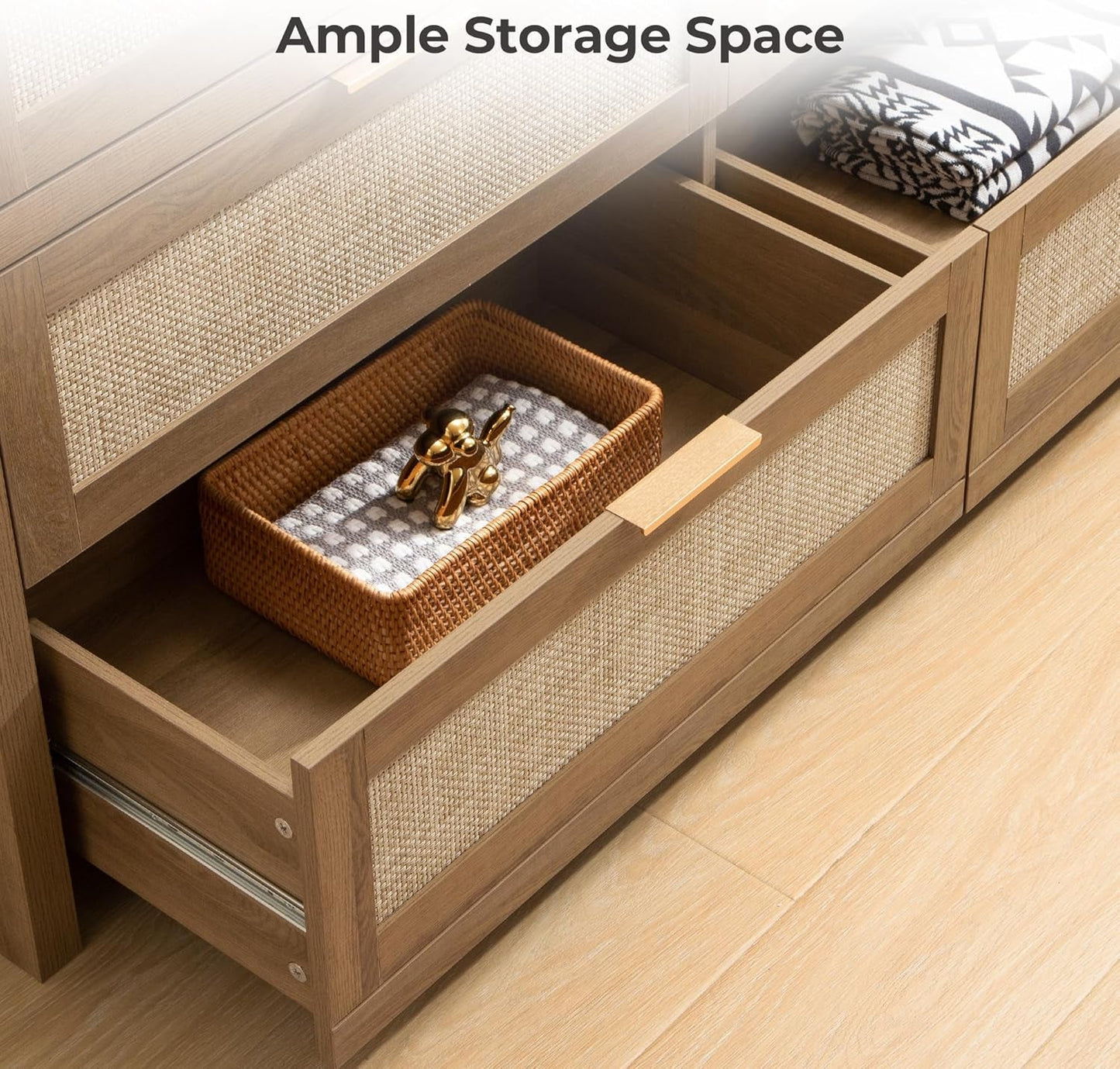 FiftySevenInch Boho Dresser Reclaimed CaramelOak Finish