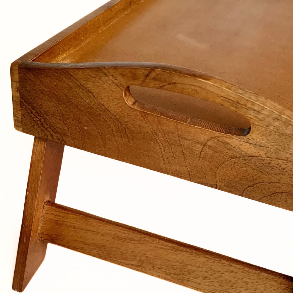 Mango Wood Bed Serving Tray with Folding Legs