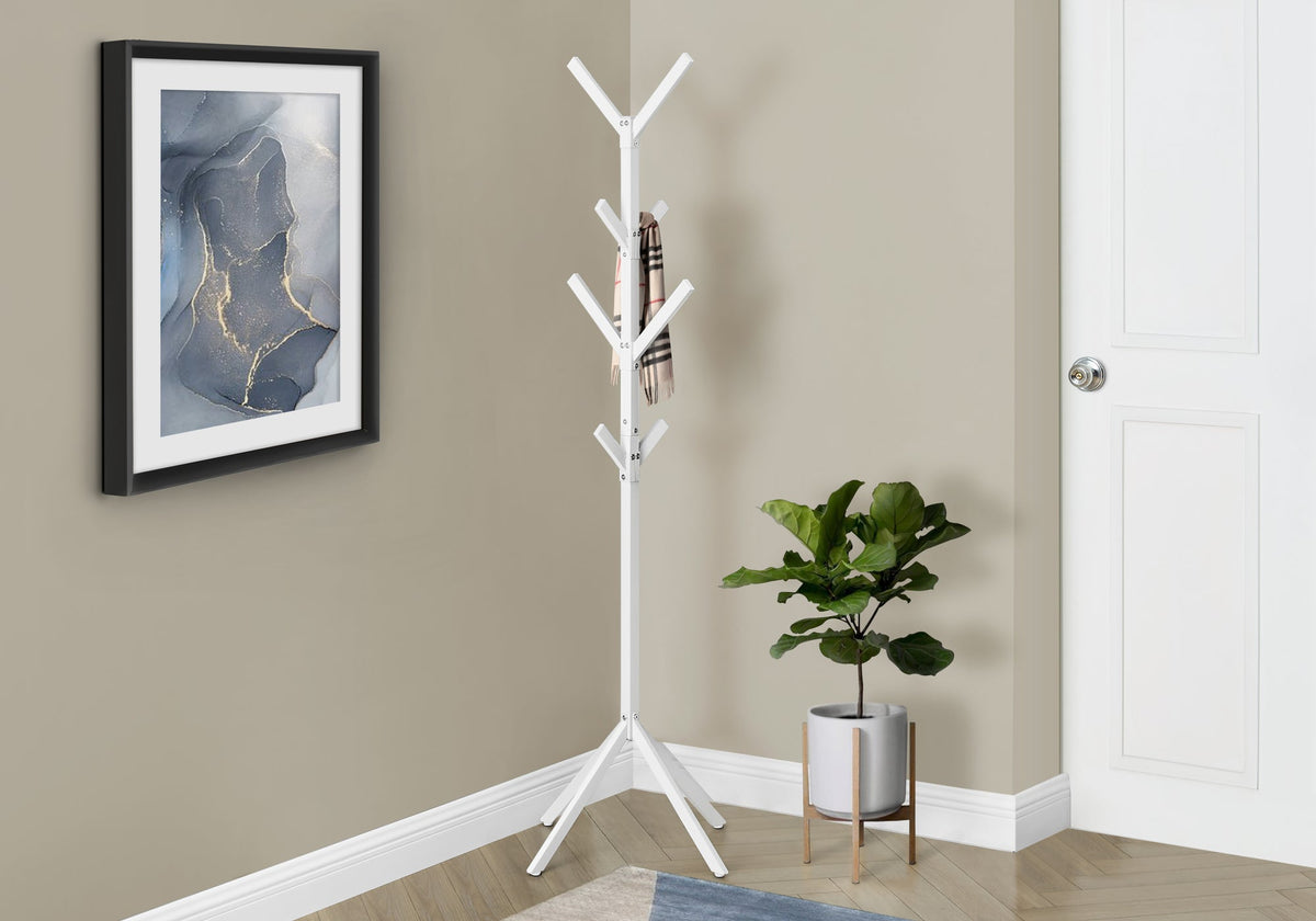 Coat Rack, Hall Tree, Free Standing, 8 Hooks, Entryway, 70"h, Bedroom