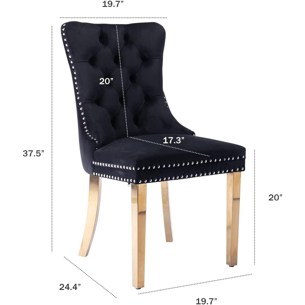 Velvet Wingback Dining Chairs Set of 6 Mid Century