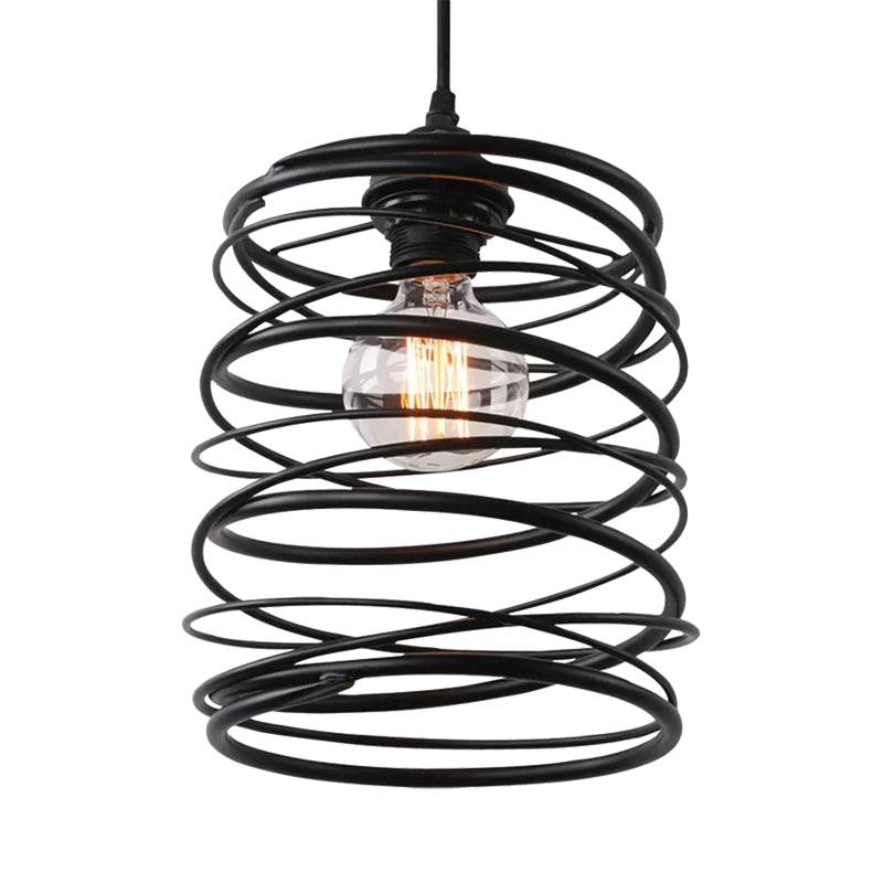 Amy Modern Black Pendant - Industrial Swirl Design