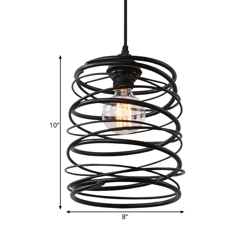 Amy Modern Black Pendant - Industrial Swirl Design