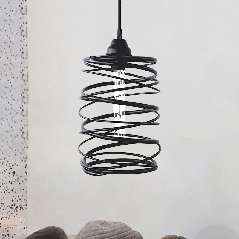 Amy Modern Black Pendant - Industrial Swirl Design