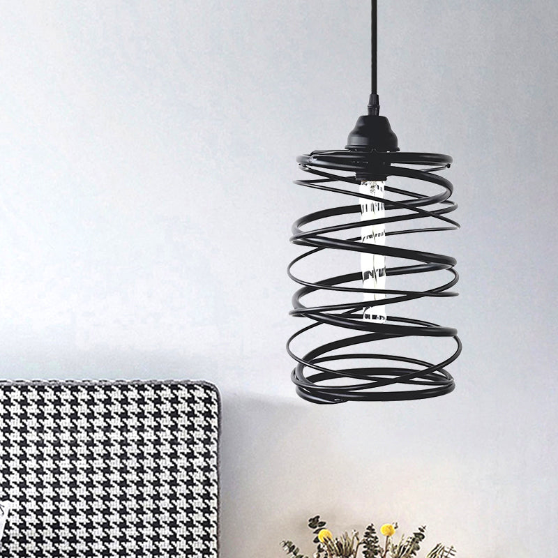 Amy Modern Black Pendant - Industrial Swirl Design