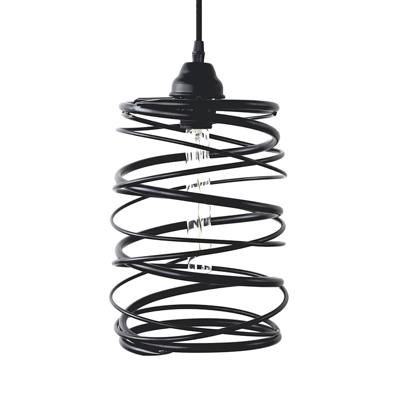 Amy Modern Black Pendant - Industrial Swirl Design