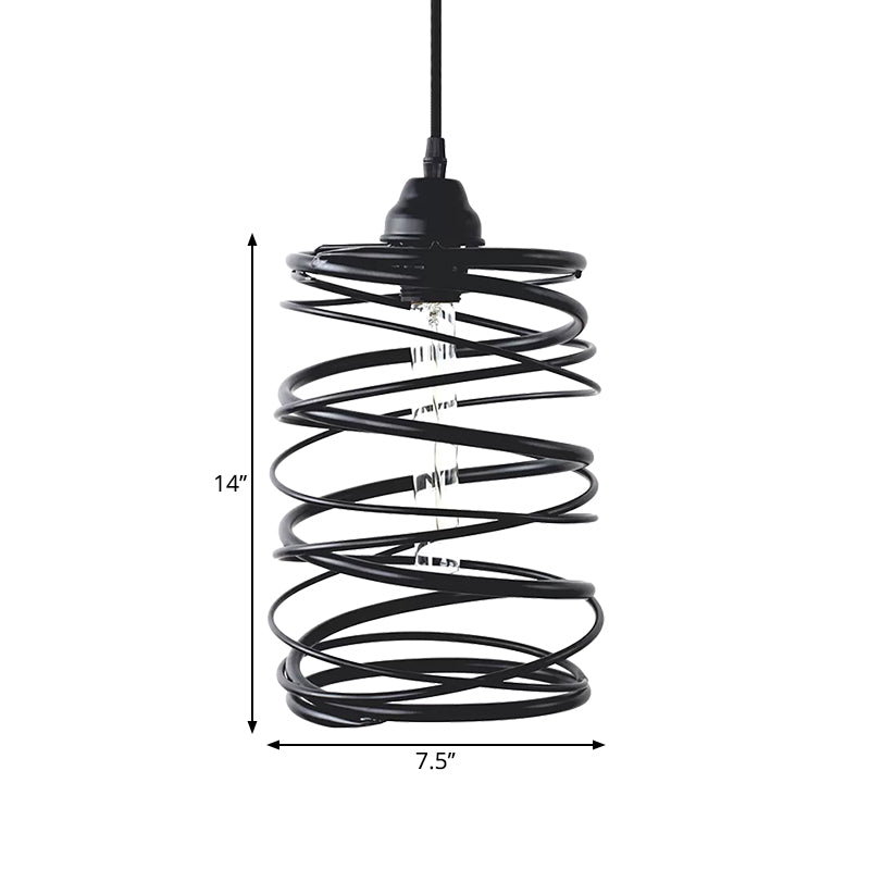 Amy Modern Black Pendant - Industrial Swirl Design