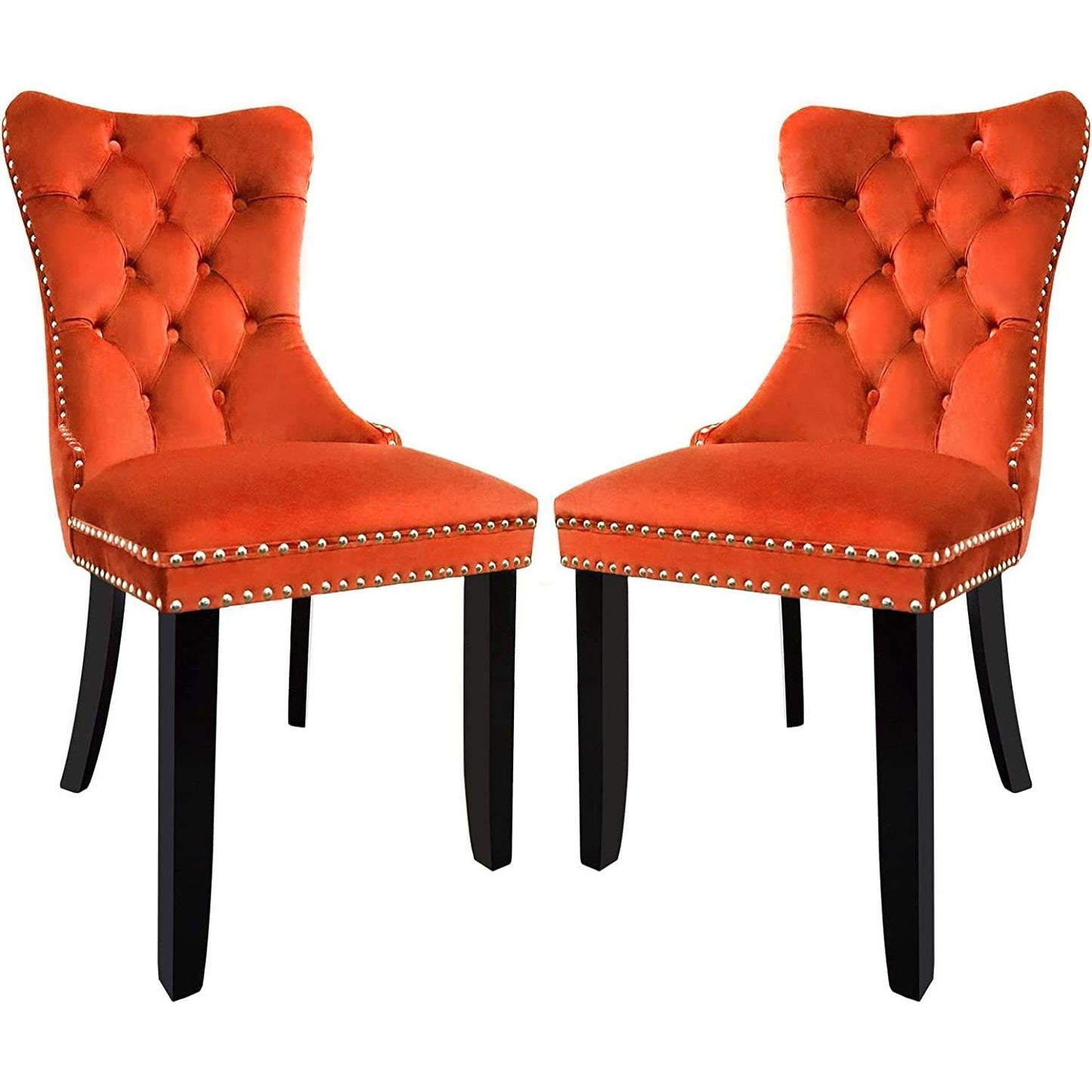 Solid Wood Dining Chairs With Nailhead Back Set Of 2