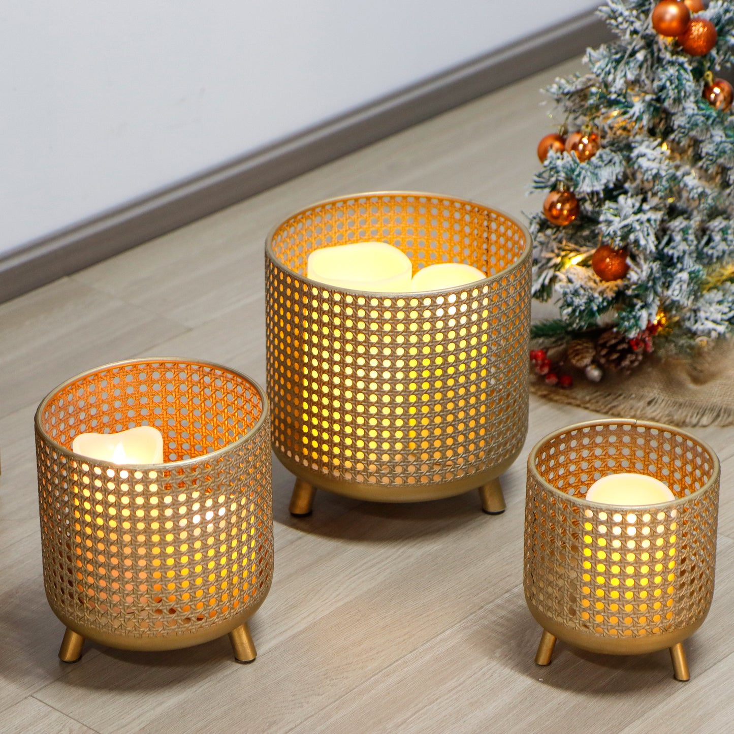 Set of 3 Plant Pots 10/8.5/7''H (Antique Gold)