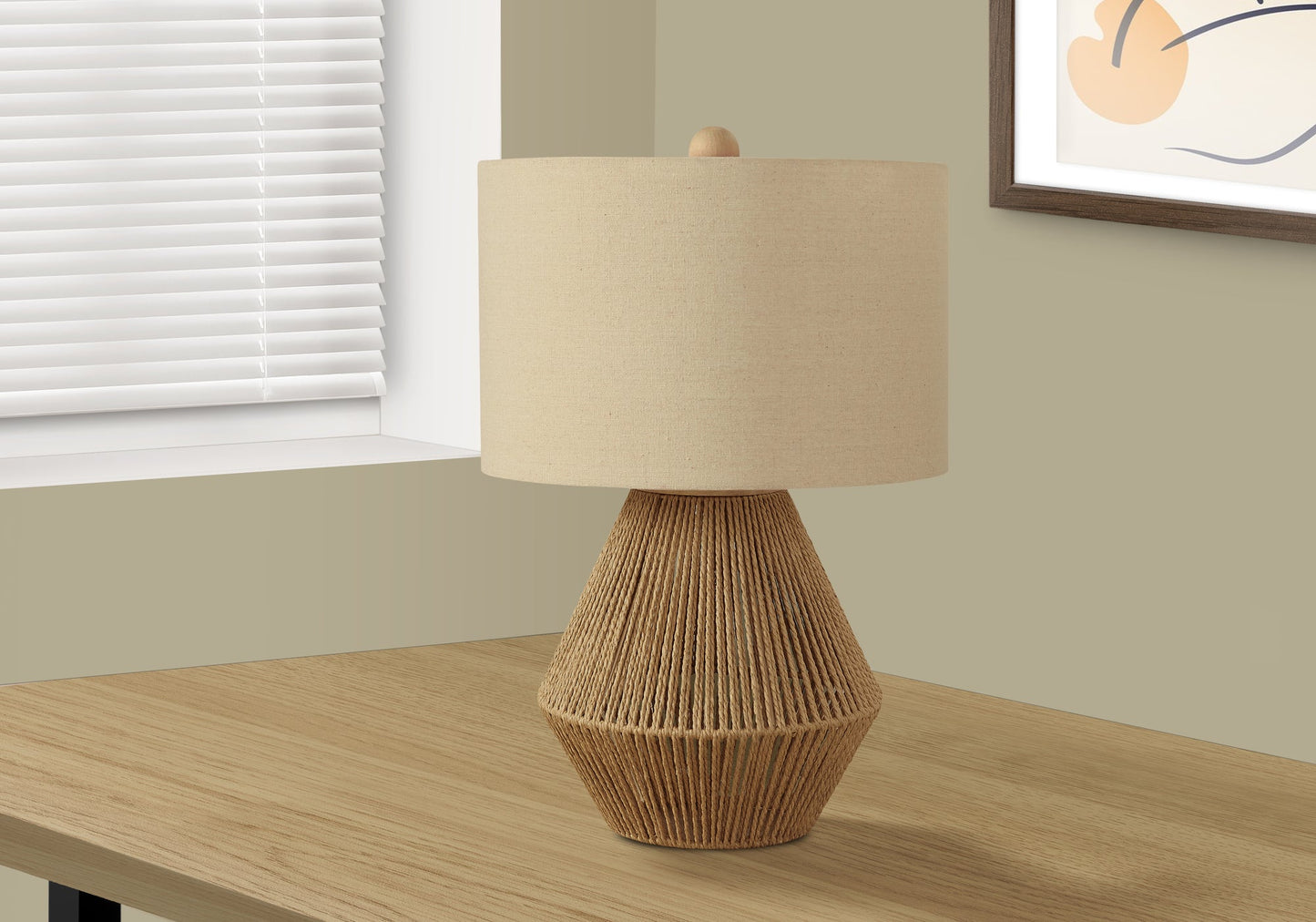 Lighting, 22'h, Table Lamp, Brown Rope, Beige Shade, Transitional