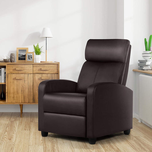 Set Of 2 PU Leather Padded Recliner Chairs For Living Room