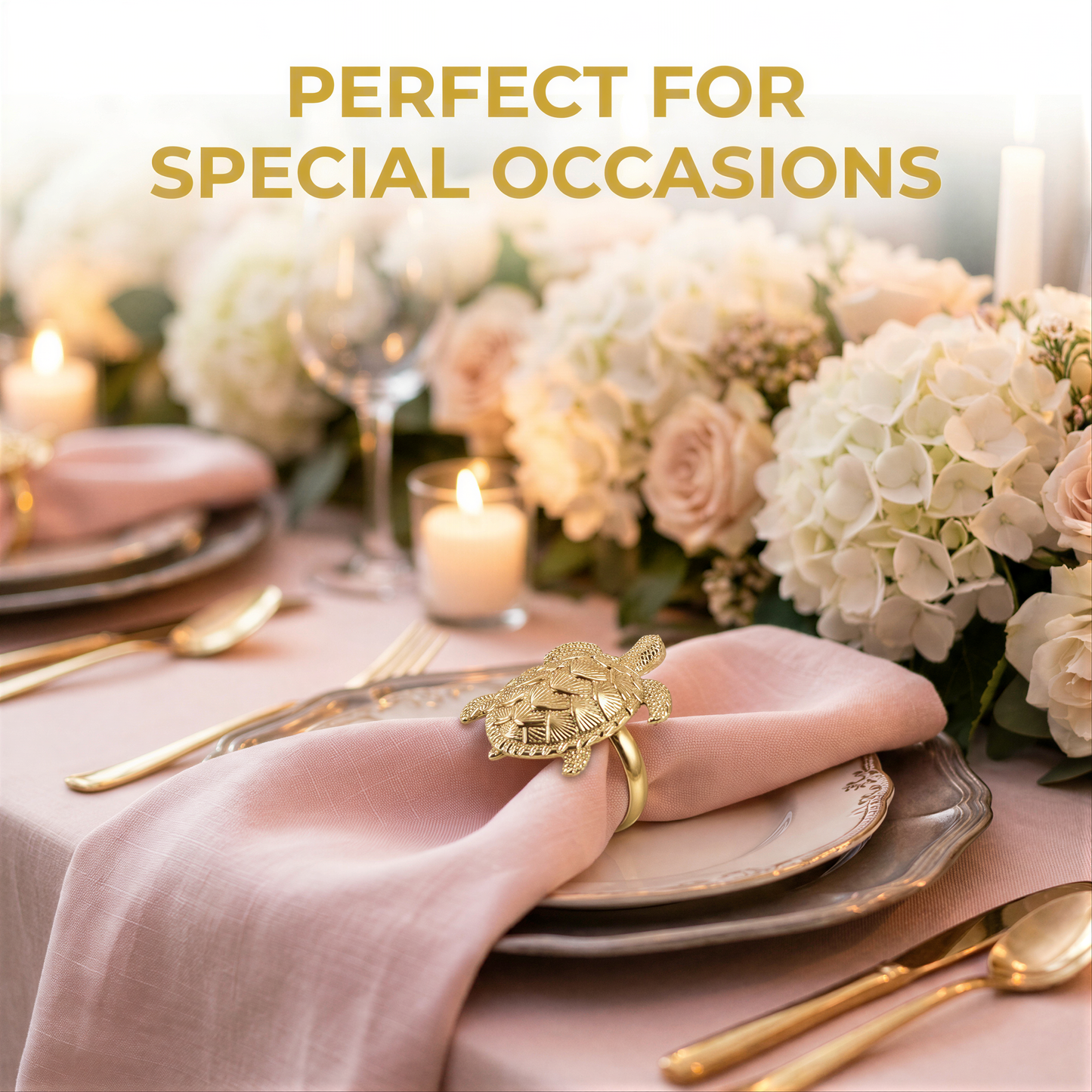 Gold Turtle Napkin Rings – Elegant Rust Resistant Table Decor Set for Dining