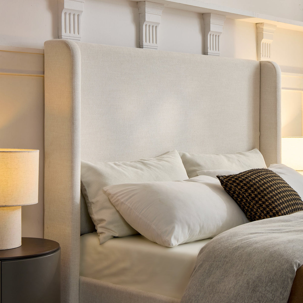 Carmen Upholstered Wingback Bed