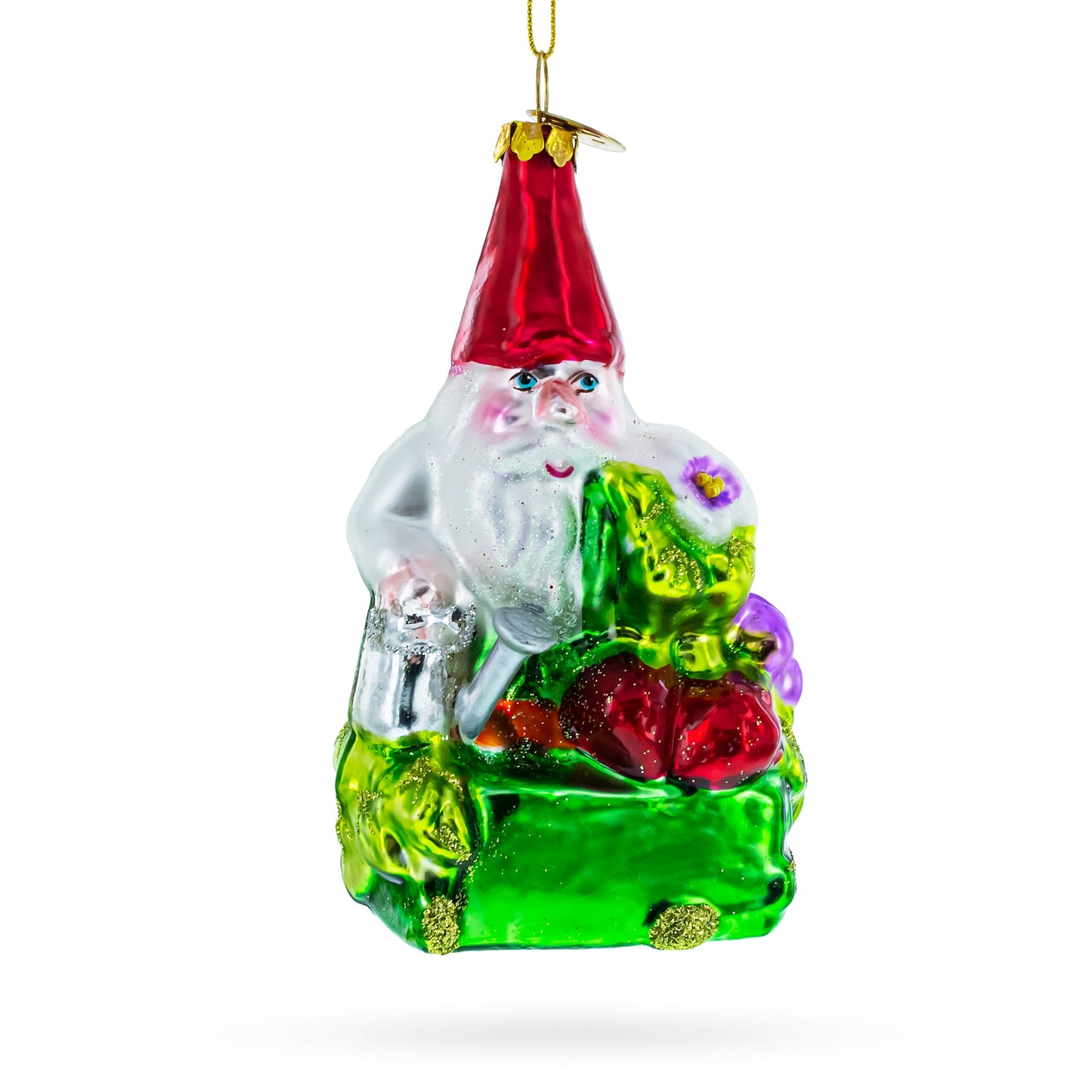 Enchanting Gnome Glass Christmas Ornament