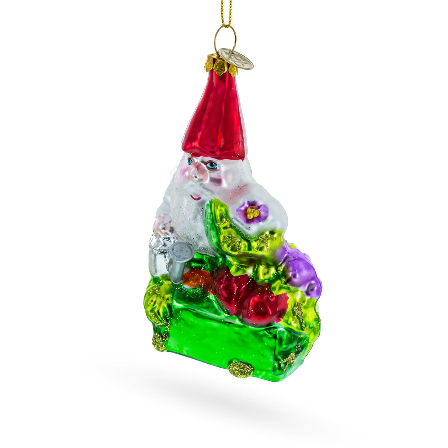Enchanting Gnome Glass Christmas Ornament