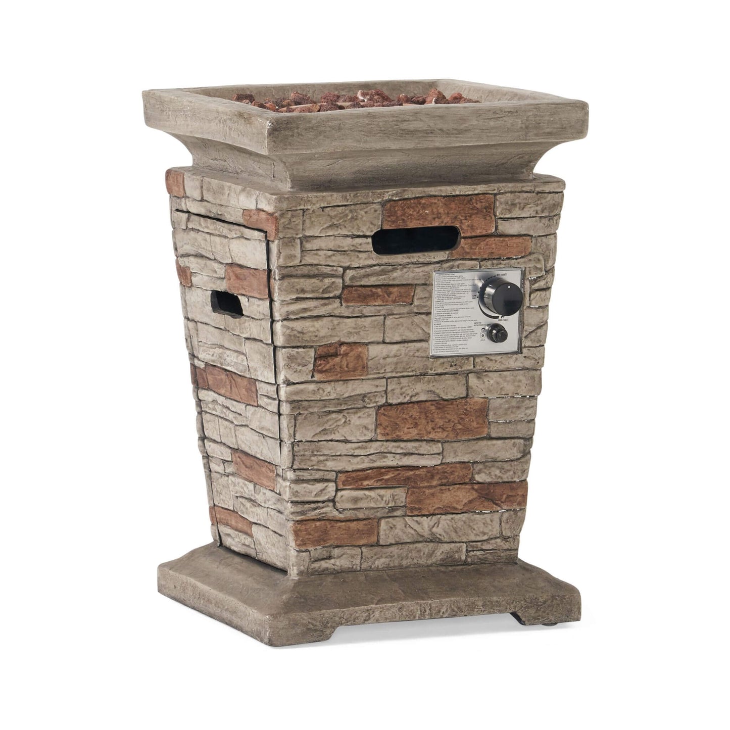 19" Outdoor 40K BTU Natural Stone Fire Column (SAK36771)