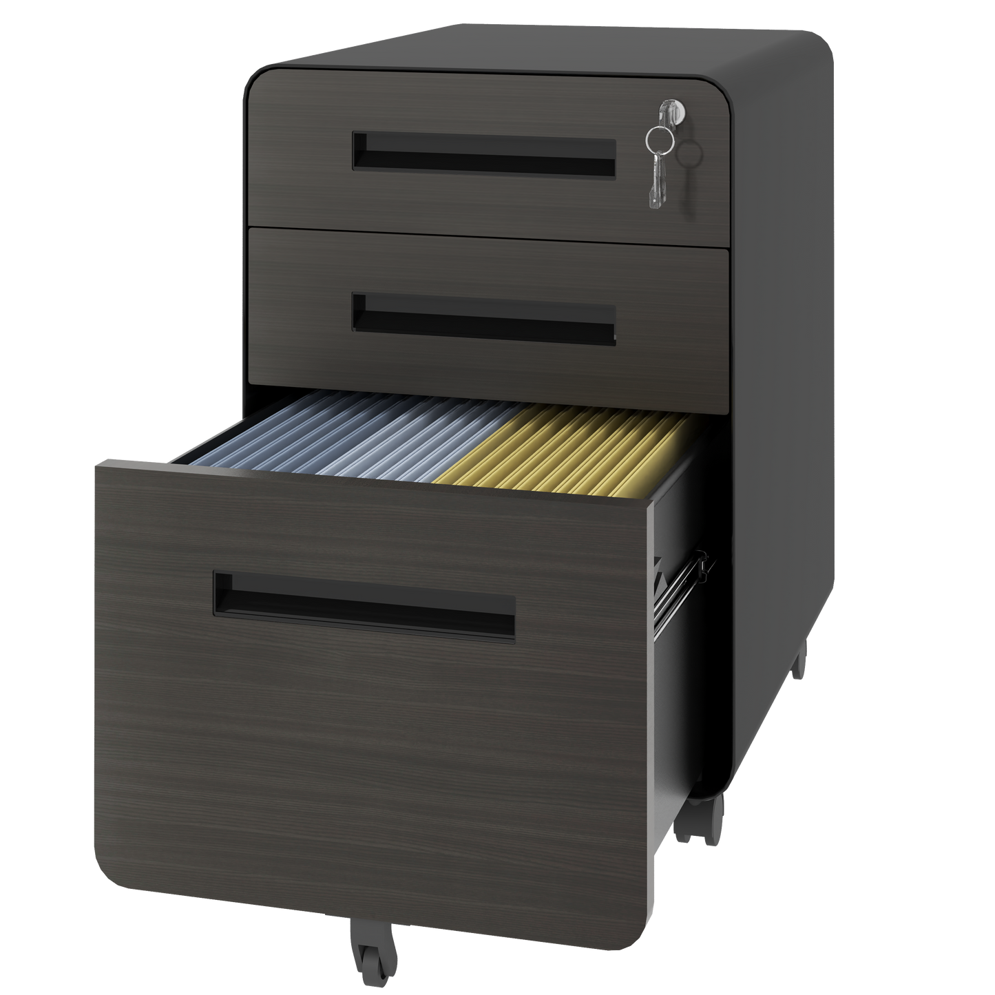 3-Drawer Mobile File Cabinet with Lock