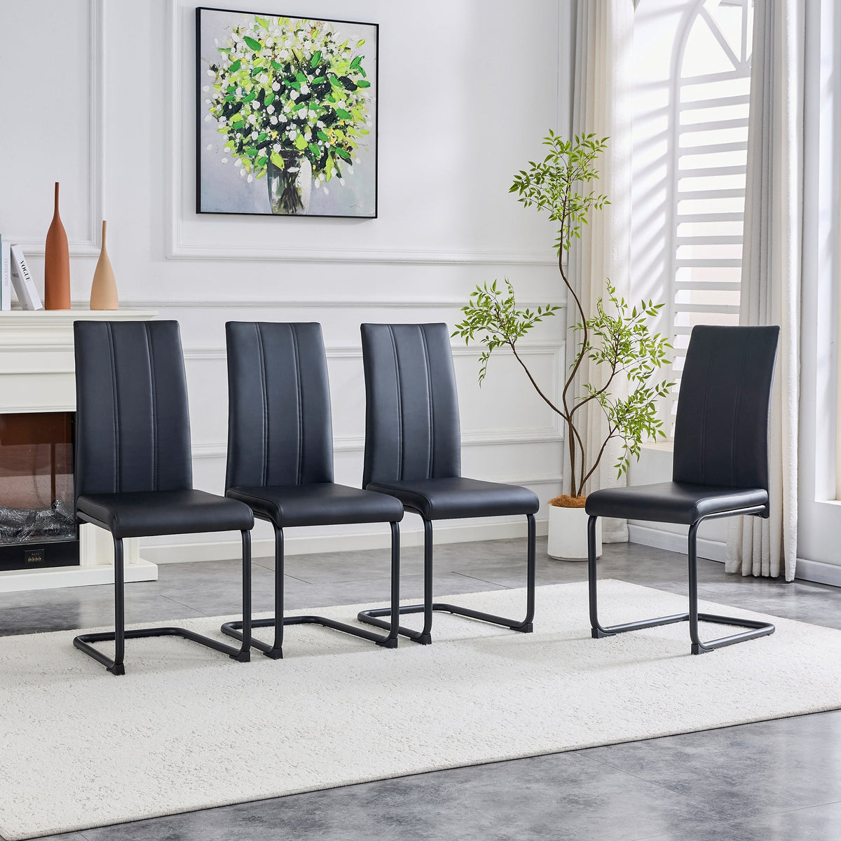 2-Pack PU Upholstered Dining Chairs