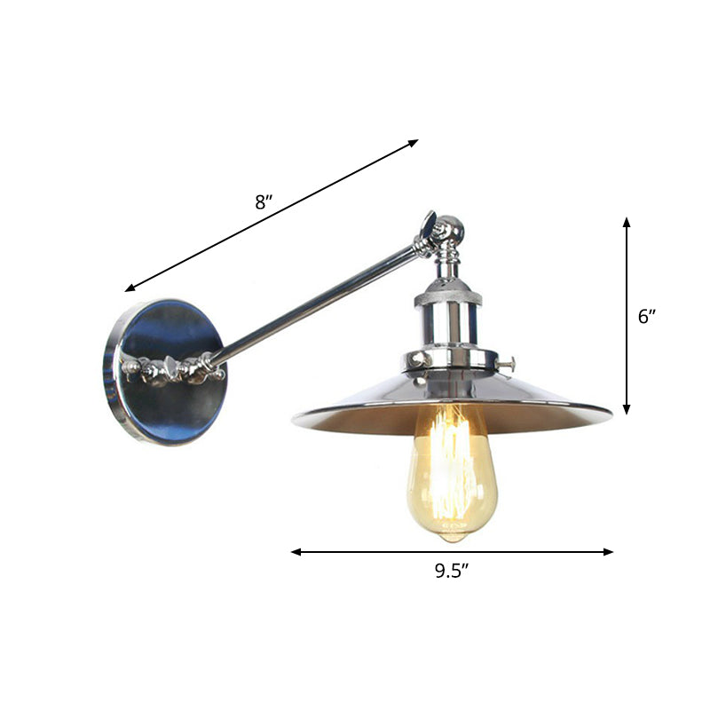 Camille Adjustable Chrome Swing Arm Wall Lamp (Saucer/Horn Shape)